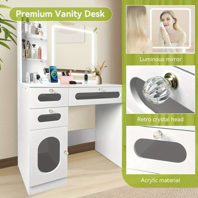 Mpow 53" Luxurious Makeup Vanity Desk White