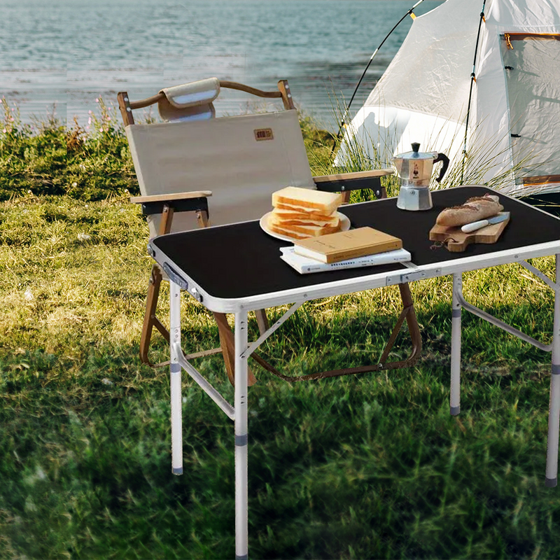 Mpow Outdoor Aluminum Folding Table, 60*45cm, Dual-Level Adjustable Height, No Assembly Required, Portable Picnic and Camping Table, Stain-Resistant and Durable