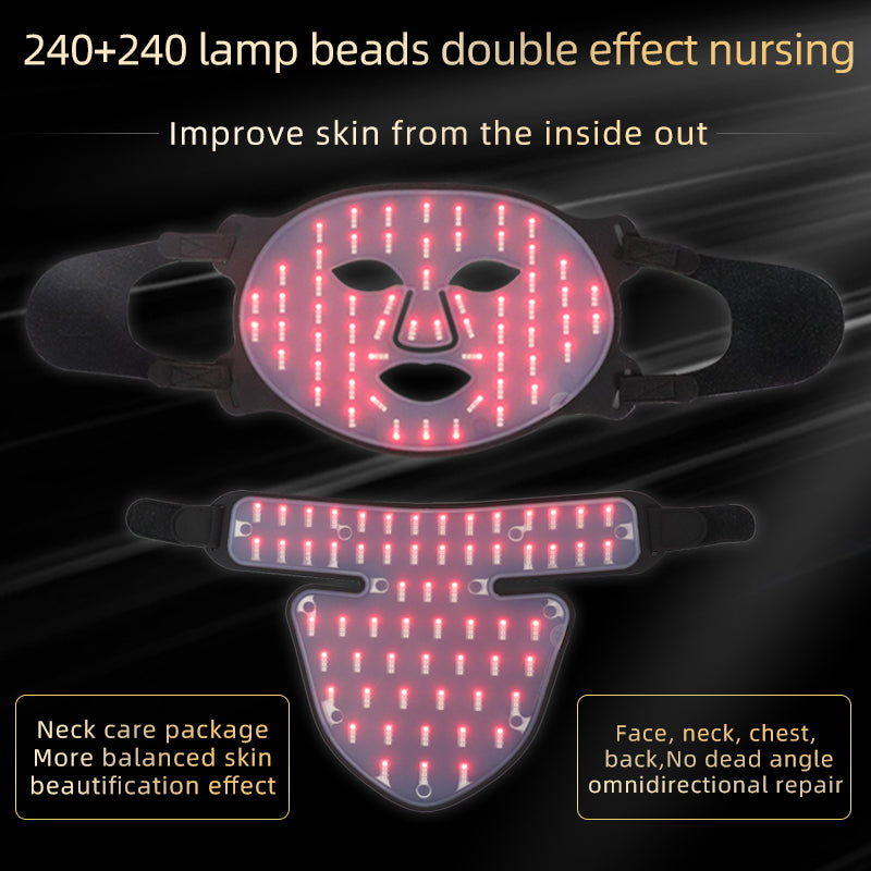 Mpow 4-Color Light Therapy Silicone Mask with Neck Care | 480 Chips Face & Neck Beauty Device