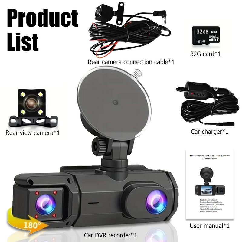 Mpow 2-inch IPS screen triple-lens WIFI HD driving recorder