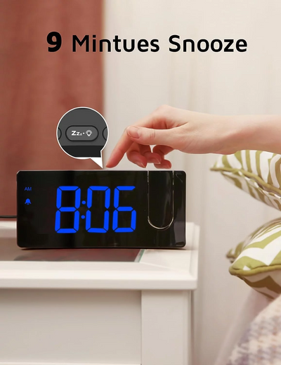 Mpow Projection Alarm Clock, Digital Clock for Bedroom, 3-Level Brightness Dimmer, USB Charger