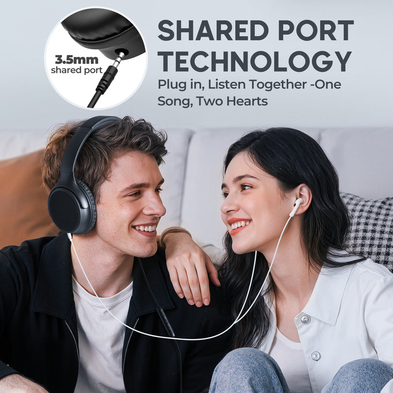 USB C Headphones Wired, Over Ear Wired Headphones with Microphone, Volume Control, HD Stereo Sound, Foldable Type C Headset for Relaxing, Gaming, Travel