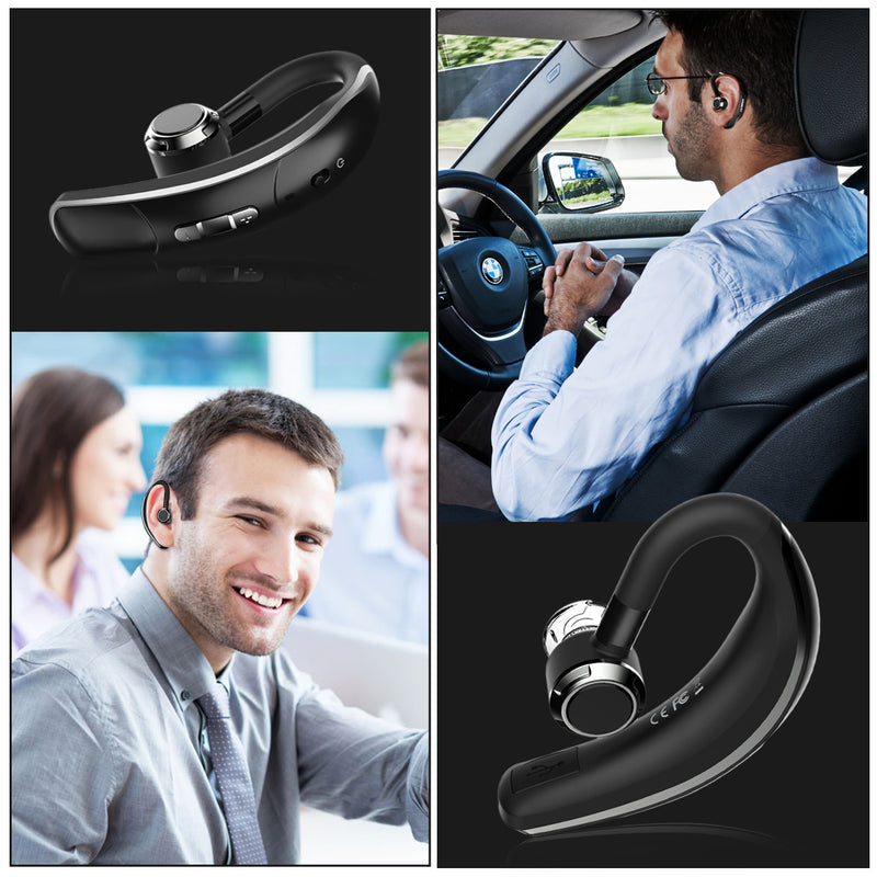 Mpow Bluetooth Headset w/Noise Cancelling Mic, Wireless Bluetooth Earpiece, 280 Hours Standby, Hands-Free Wireless Headset with Microphone, Hands-Free Headphones for Trucker/Business/Office Black