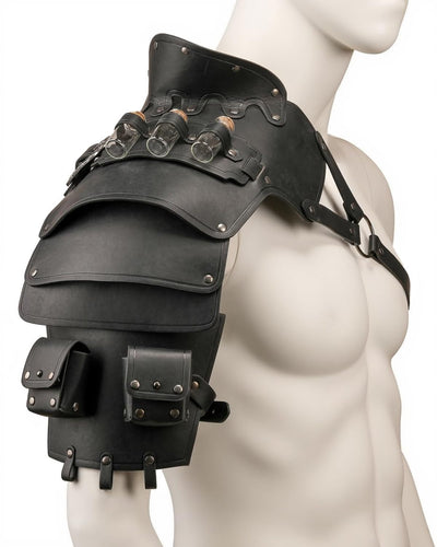 Mpow Medieval Warrior Knight Shoulder Armor with 3 Empty Decor Vials - Renaissance & Cosplay Ready