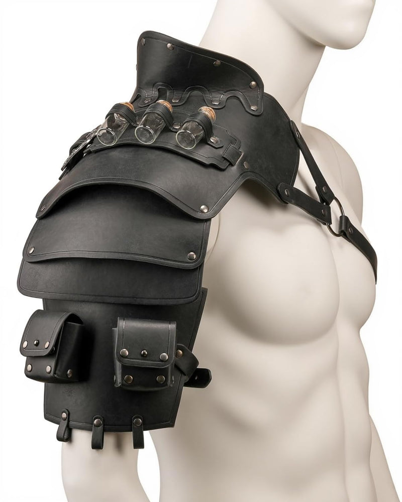 Mpow Medieval Warrior Knight Shoulder Armor with 3 Empty Decor Vials - Renaissance & Cosplay Ready