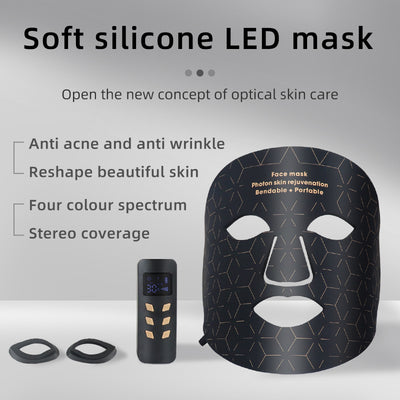 Mpow 4-Color Light Therapy Silicone Mask | 480 Chips Face & Neck Beauty