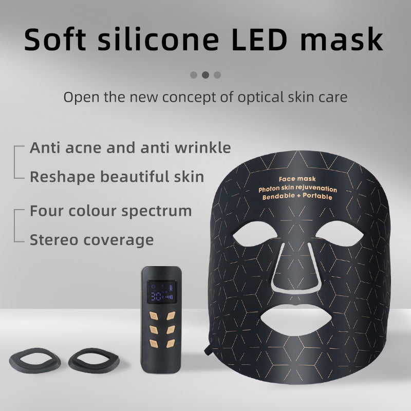 Mpow 4-Color Light Therapy Silicone Mask | 480 Chips Face & Neck Beauty