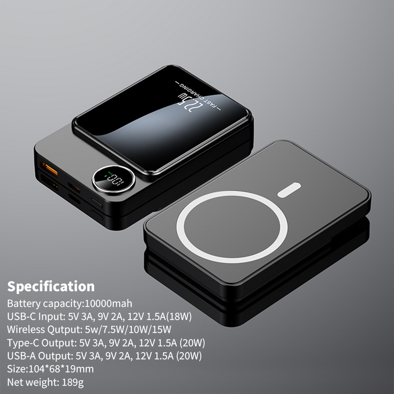 Mpow Mag-Safe Wireless Charger 10000mAh 25W PD Fast Charging 22.5W Wireless Output Multiple Colors Available Digital Display Portable