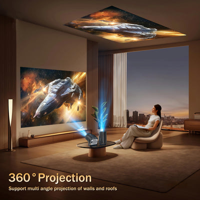 Mpow WiFi 6 Projector with Bluetooth 5.2, Android 11, 4K Decoding, Full HD, 180° Rotation, and 360° Surround Sound