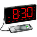 VictSing Digital Alarm Clock for Bedroom, 4-Level Brightness with Off, Dual Custom Alarms, USB Port, Snooze, DST, 12/24H, Desk Clock for Kids Adults Elderly（Red)