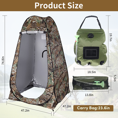 Mpow Pop - Up Camping Shower Tent with Solar Shower Bag - 6.2FT Height, Blocking, Portable Privacy Shelter