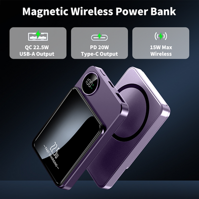 Mpow Mag-Safe Wireless Charger 10000mAh 25W PD Fast Charging 22.5W Wireless Output Multiple Colors Available Digital Display Portable