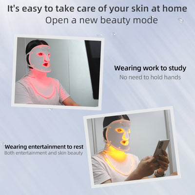 Mpow 4-Color Light Therapy Silicone Mask with Neck Care | 480 Chips Face & Neck Beauty Device