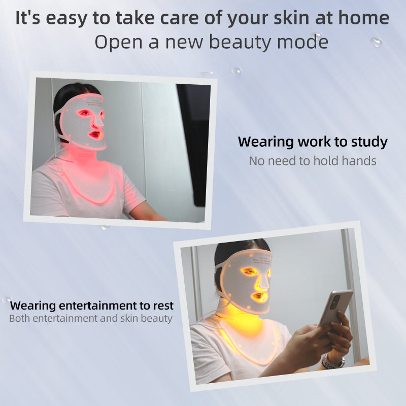 Mpow 4-Color Light Therapy Silicone Mask with Neck Care | 480 Chips Face & Neck Beauty Device