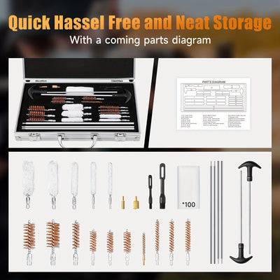 Mpow Barrel Cleaning Kit  - Aluminum Rods & Case, Complete Brass/Brush Set for All Calibers