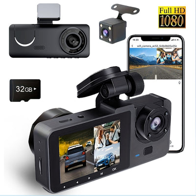 Mpow 2.0-inch IPS Screen Triple-Camera Wi-Fi Dash Cam