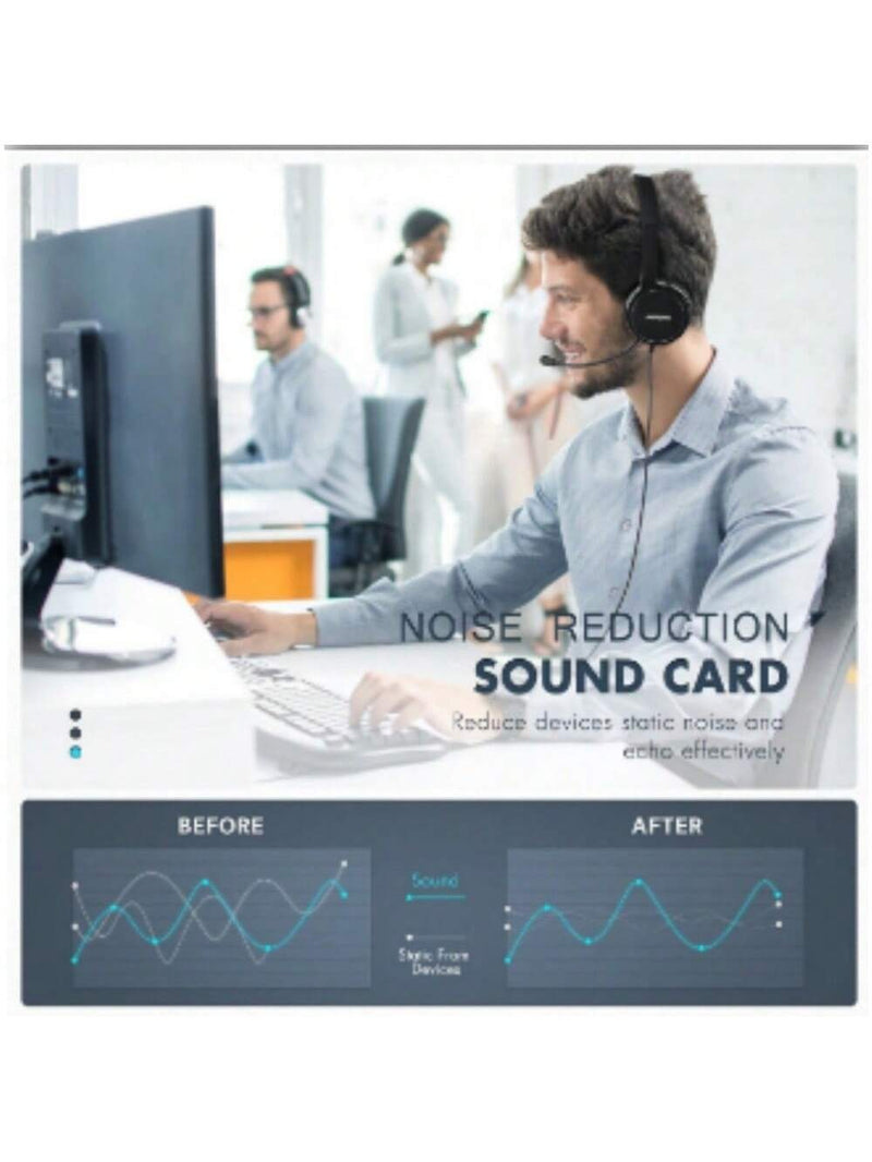Mpow Wired headset with USB port and inline remote, comfortable head-mounted design for clear calls, perfect for office and customer service scenarios