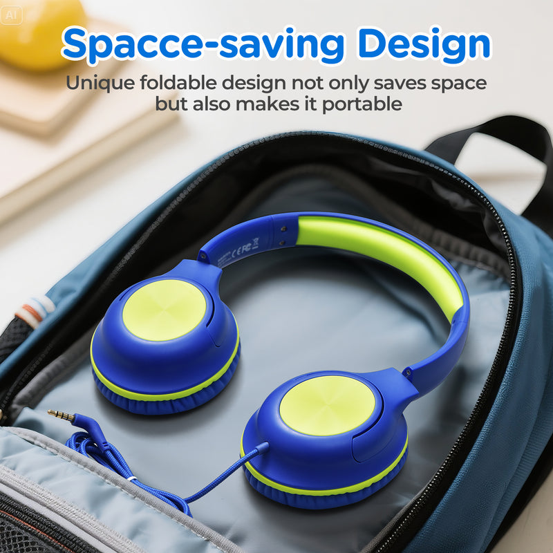 Mpow Kids Headphones with Microphone, 85/94dB Volume Limit, Foldable Over-Ear Stereo Headset for Girls & Toddlers