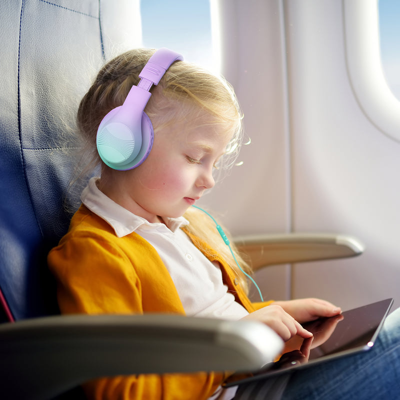 Mpow Kids Headphones with Microphone, 85/94dB Safe Volume Limit, over Ear Headphones for School Travel, Taro Purple & Mint Green
