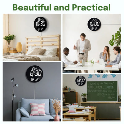 Mpow 11.4" Large Digital Wall Clock with Remote Control, Dual Alarms Adjustable Brightness, Digital Clock for Bedroom, Living Room, School, Garage, Gift for Elderly