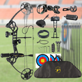 Mpow 28-inch Compound Bow with Sight + Arrow Rest + 12 30-inch Fiberglass Arrows. Ideal for Camping & Archery Training