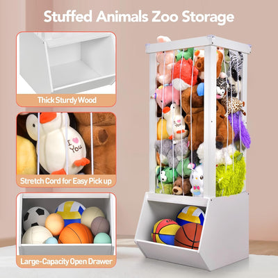 Mpow Plush Animal Storage Rack + Toy Storage Box All-in-One Multifunctional Toy Storage Cabinet, Home Classification Storage Rack, Perfect Kids' Room Organization Tool