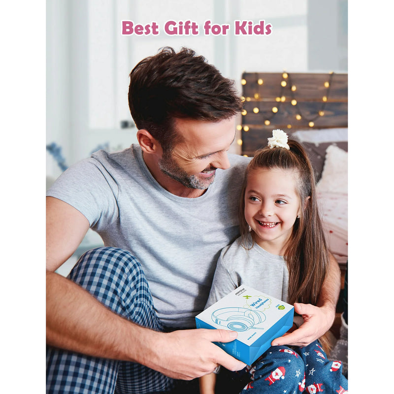 Mpow Kids Headphones with Microphone, Stereo Wired Headphones for Kids 85/94dB Safe Volume with Share Port, Adjustable Foldable Toddler Headphones over Ear Kids Headphones for School, Airplane