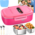 MPOW Cordless Electric Lunch Box for Kids with Ice Pack, Chill & Warmer Food Zone with Scheduled Heating, Portable Leak-Proof Bento Box with Utensils, Removable Divider for Girls Boys