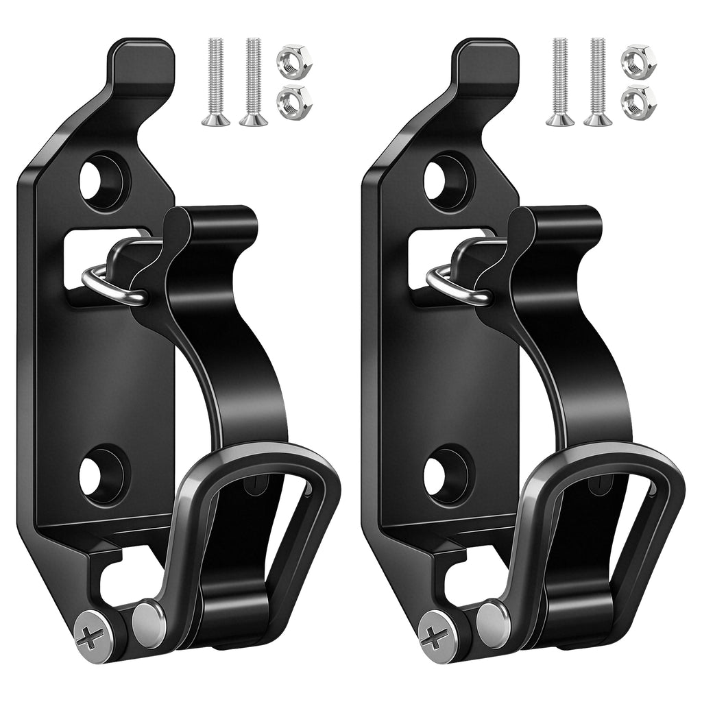 ,POW 2 Pcs Heavy Duty Roof Rack Quick Release Clamps (Black), Zinc Alloy, for Securing Axe Handles, Shovels, Fishing Rods & Tools, Wall Mounted, 50LBS Load Capacity, with Mounting Kit