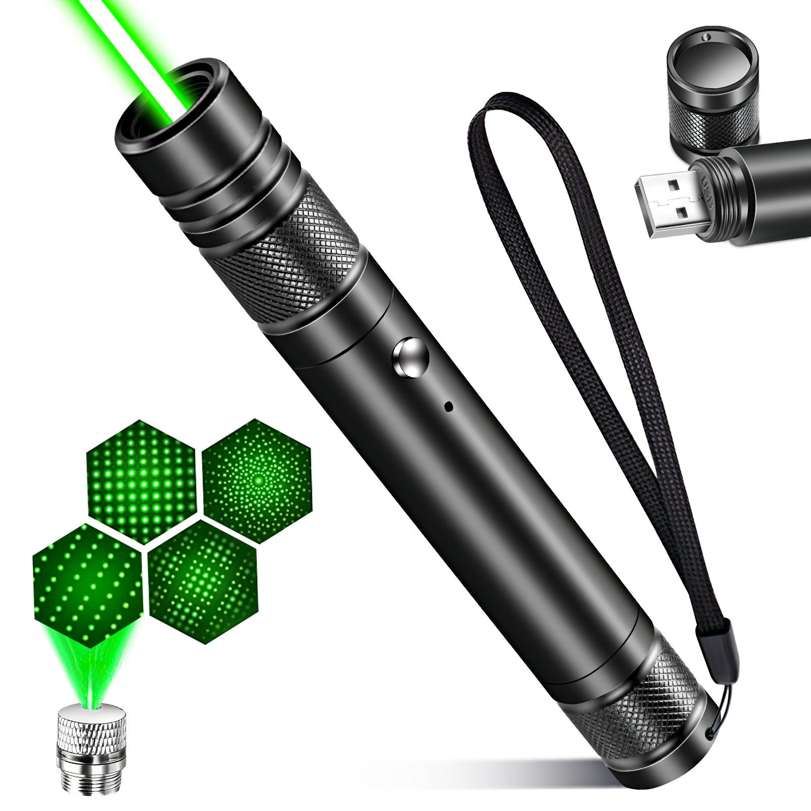 MPOW High Power Laser Pointer Pen with Star Cap & 4 Patterns, Recharge