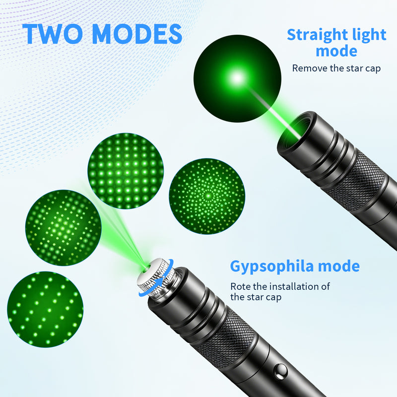 MPOW High Power Laser Pointer Pen with Star Cap & 4 Patterns, Recharge
