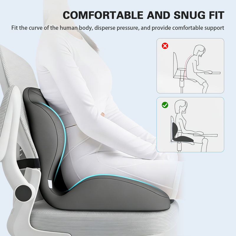 MPOW Ergonomic Memory Foam Cushion, Lumbar & Coccyx Back Support Pillo