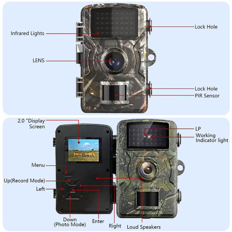 MPOW Outdoor Infrared Camera,32GB Card, 4K HD Video & 48MP Image, 130°