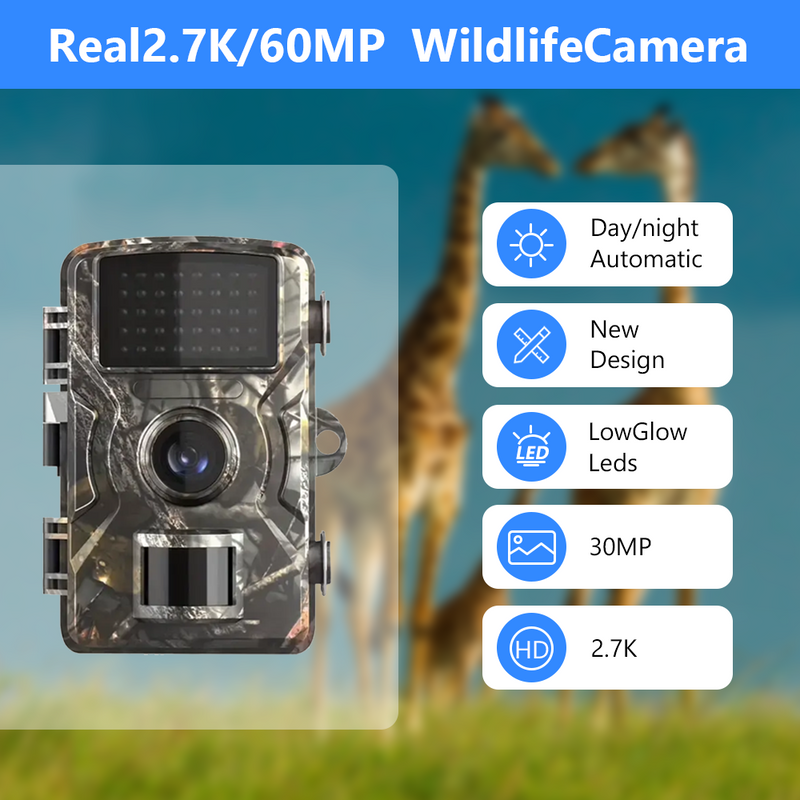 MPOW Outdoor Infrared Camera,32GB Card, 4K 48MP Ultra Clear, 130° Wide