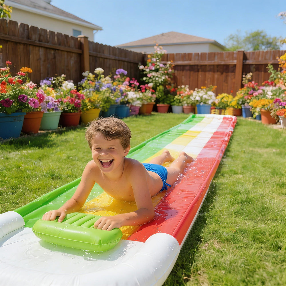 Mpow Water-spraying grass slide - Durable outdoor slide for backyards ...