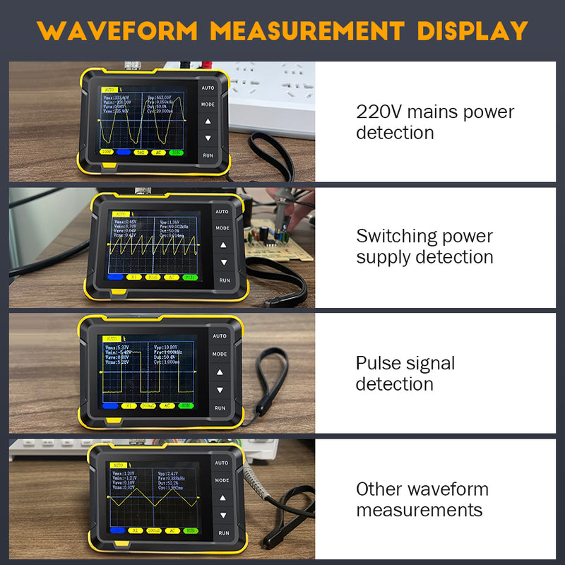 Mpow Compact Oscilloscope with 2.5MS/s Sampling Rate, 200K Bandwidth, 2.8-inch Screen, 1000mAh Battery, Type-C Charging (Probe/Data Cable Included)
