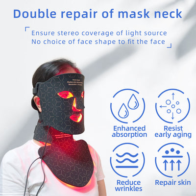 Mpow 4-Color Light Therapy Silicone Mask with Neck Care | 480 Chips Face & Neck Beauty Device