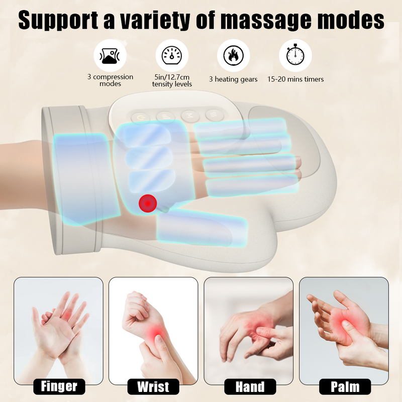 Mpow Hand Massager - 360° Air Compression & Heating, 2000mAh Rechargeable