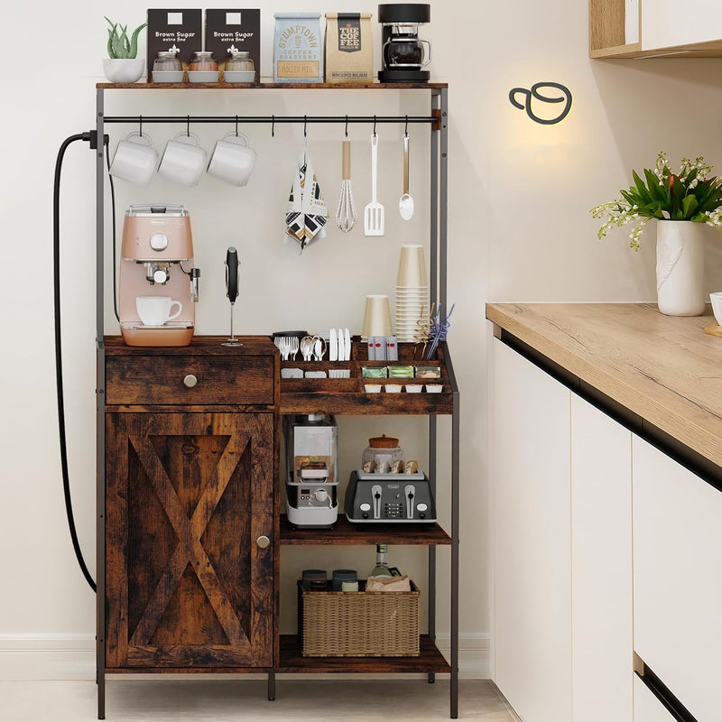 Mpow Coffee Station Cabinet with Storage & Hooks