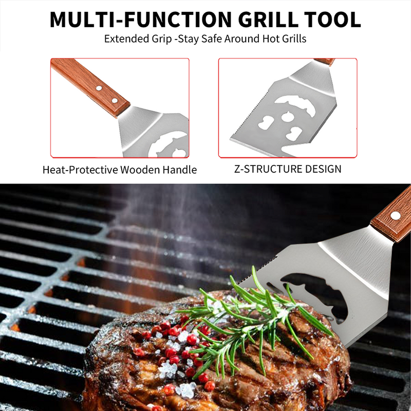 Mpow 3-piece Stainless Steel Barbecue Tool Set with Box Outdoor Camping Picnic BBQ Barbecue Utensils Cooking Tool Combination Set