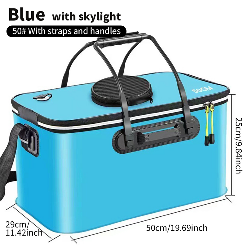 Mpow Foldable EVA Fishing Bucket + Rechargeable Oxygen Pump: Keeps Live Bait Fresh, Leakproof, Durable, and Multi-Purpose Portable Outdoor Fishing Tool