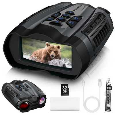 Mpow infrared night vision goggles with 4000mAh Ultra-Long Battery Life, 4K 36MP HD Recording, 9-Level Night Vision Adjustment, 3.5-inch Widescreen, and Includes 32GB SD Card