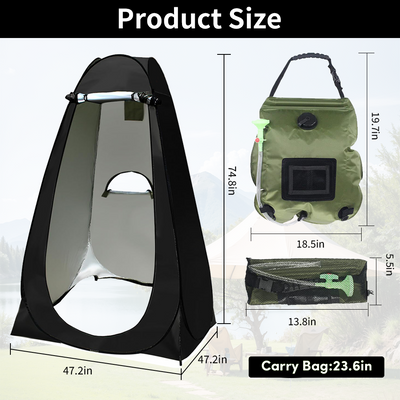 Mpow Pop - Up Camping Shower Tent with Solar Shower Bag - 6.2FT Height, Blocking, Portable Privacy Shelter
