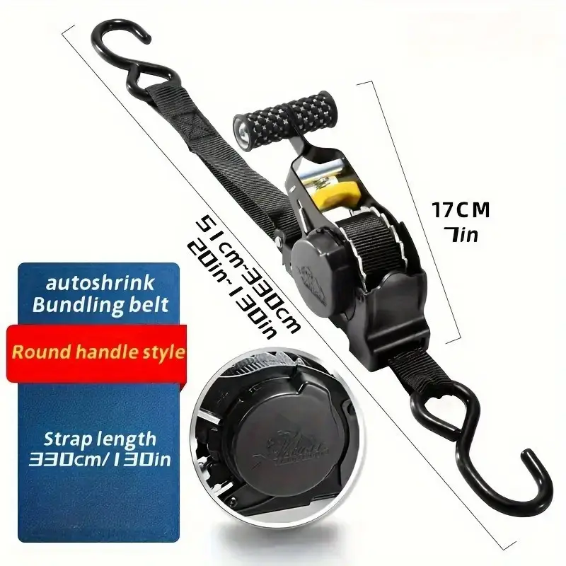 Mpow Automotive retractable tie-down straps, automatic tensioners, truck webbing straps, one-touch automatic retraction, perfect for securing cargo on vehicles
