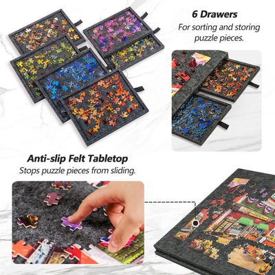 Mpow Foldable Jigsaw Puzzle Table with Stand and Lid, 6 Colorful Drawers, Fits 1000 Pieces, Lightweight and Portable
