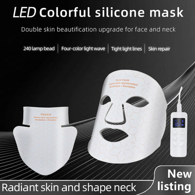 Mpow 4-Color Light Therapy Silicone Mask with Neck Care | 480 Chips Face & Neck Beauty Device