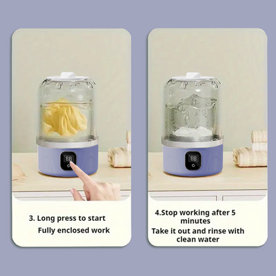 Mpow Mini Wireless Washing Machine with 3000mAh Rechargeable Battery and 15W Power for Efficient Cleaning, Portable, and Space-Saving Design for Underwear and Baby Clothes