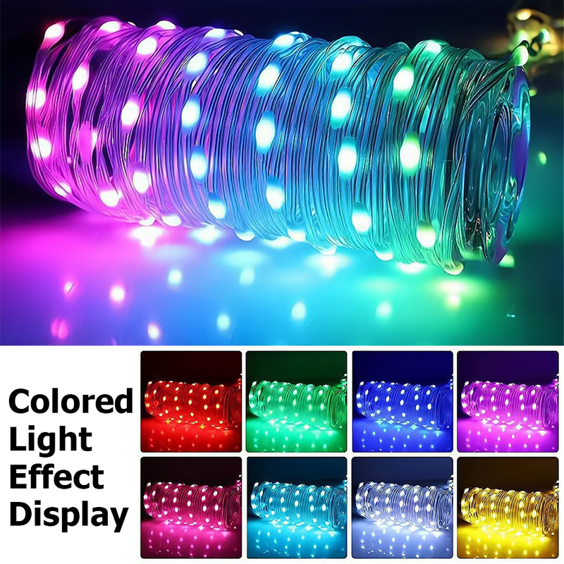Mpow Starry Sky Camping Lantern in Wilderness Green/Desert Yellow: 24 White LEDs + 12 Red LEDs + 10-meter Light String, App-Controlled RGB Tape