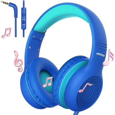 Kids Headphones for School Home Tablet Travel, Sharing Sounds Function, Foldable Wired Kids Headphones with Microphone