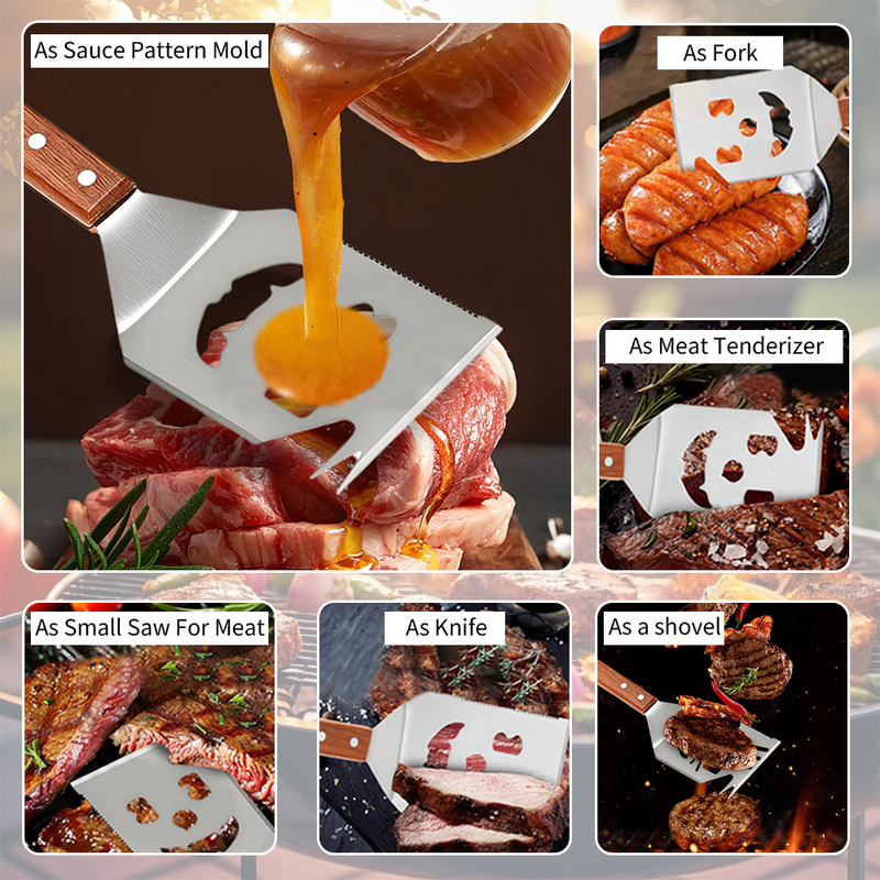 Mpow 3-piece Stainless Steel Barbecue Tool Set with Box Outdoor Camping Picnic BBQ Barbecue Utensils Cooking Tool Combination Set